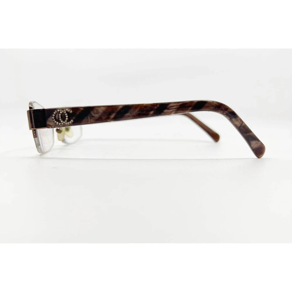 Oleg Cassini Eyeglasses Womens Brown OC0326 Rhinestone Semi Rimless 53-18-135